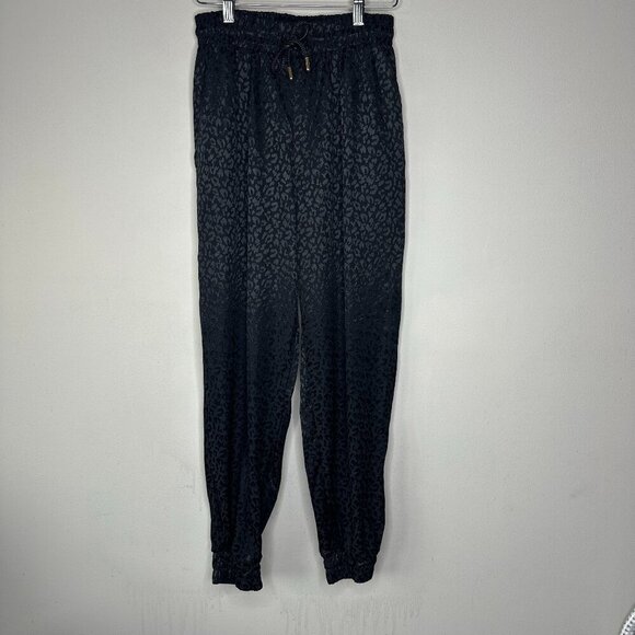 NWOT Zara Womens Black Leopard Print Tie Waist Joggers Size Small Lightweight - Picture 2 of 12